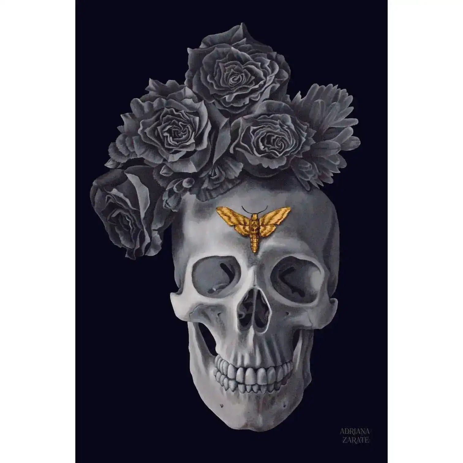 Vanitas 2 Floral Decorated Skull and Butterfly Wall Art