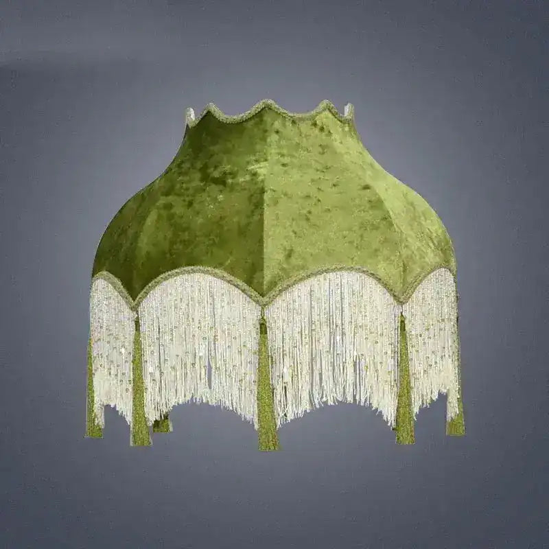 Velvet Green Frindge Lamp Shade