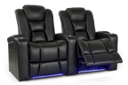 Valencia Venice Leather Home Theater Seating Row of 2, Black
