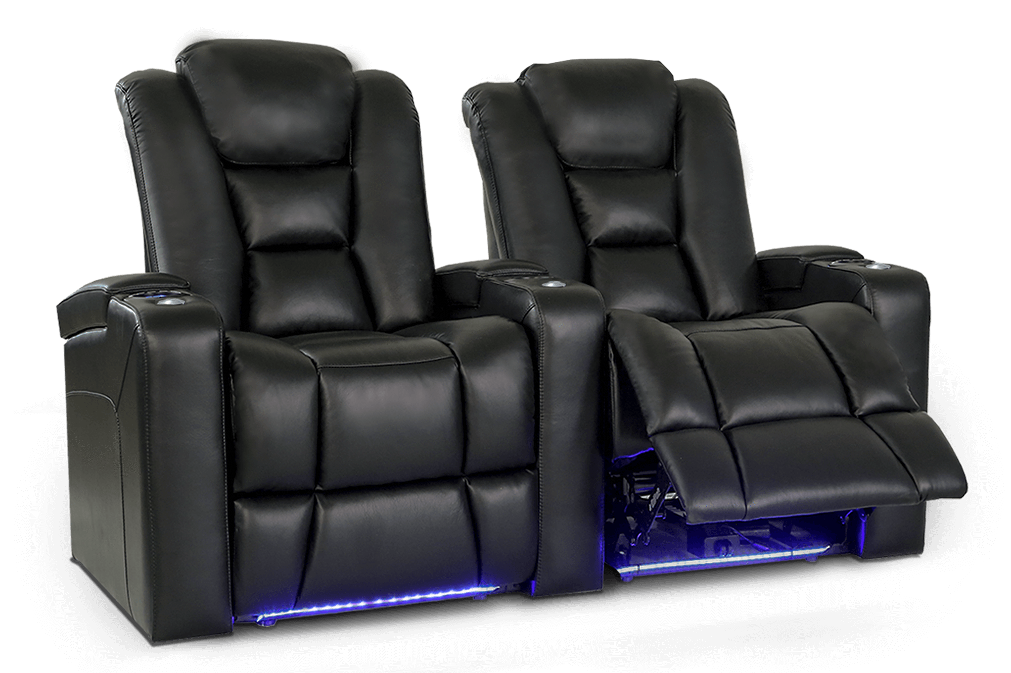Valencia Venice Leather Home Theater Seating Row of 2, Black