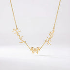Double Name with Butterfly Necklace - Sterling Silver / Style 3