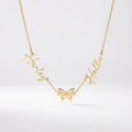Double Name with Butterfly Necklace - Vermeil / Style 2