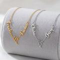 Double Name with Heart Necklace - Vermeil / Style 2