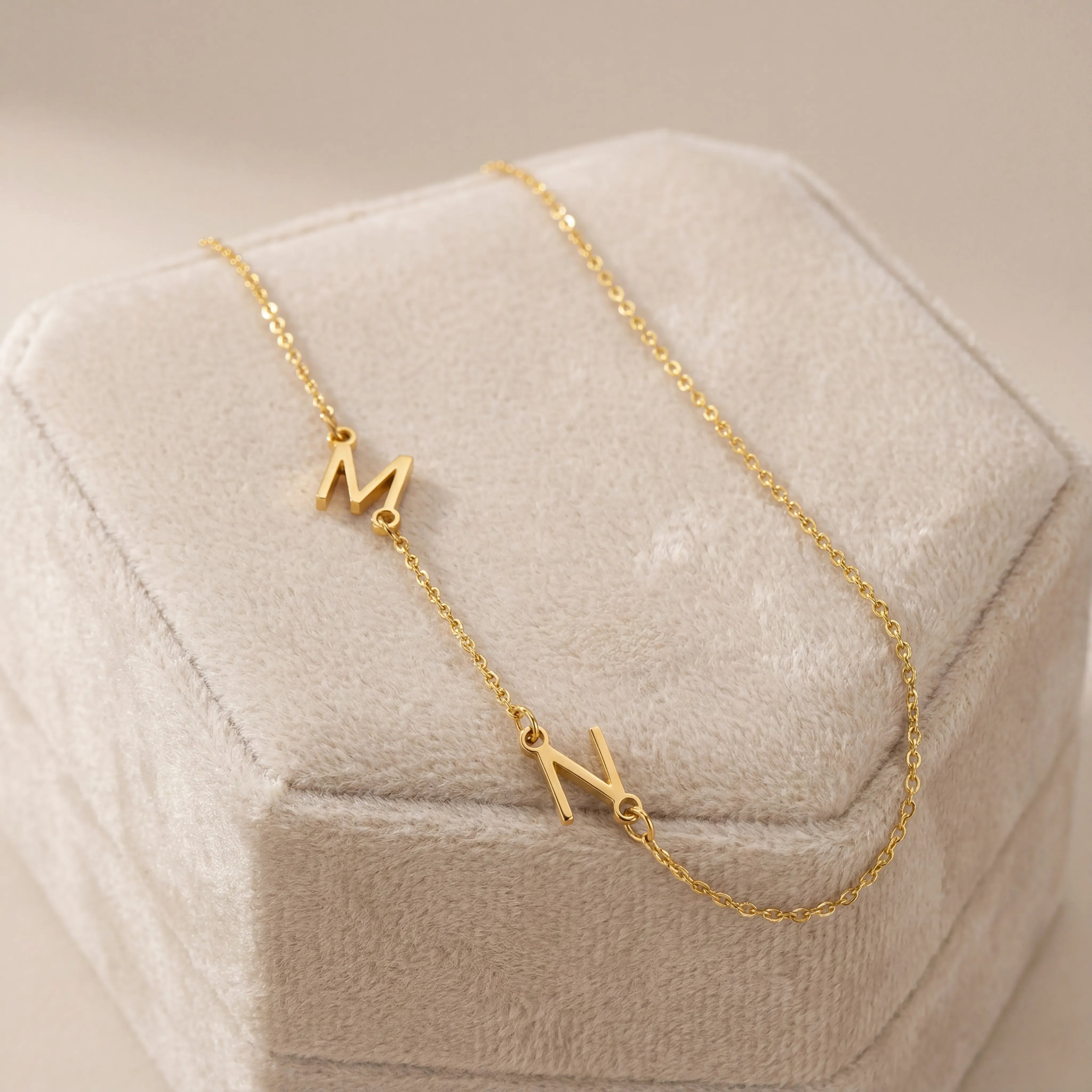 Double Sideways Initial Necklace - Vermeil / Style 2