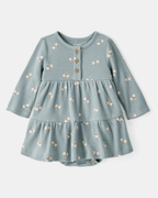 Vestido body de manga larga floral en canalé waffle