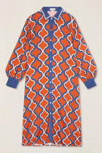VESTIDO CAMISERO GEOMETRIAS ROJO
