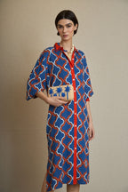 VESTIDO CAMISERO GEOMETRIAS AZUL