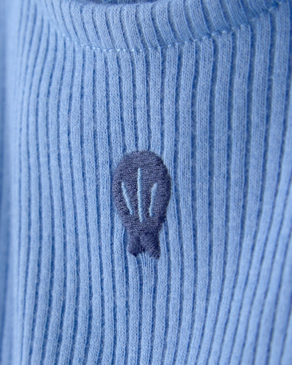 Vestido de algodón con body integrado, diseño concha azul