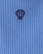 Vestido de algodón con body integrado, diseño concha azul