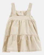Vestido de algodón y vincha, diseño a rayas