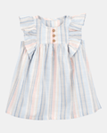 Vestido de rayas con mangas de volantes