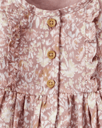 Vestido floral multicolor de manga larga en tejido suave
