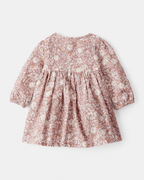 Vestido floral multicolor de manga larga en tejido suave