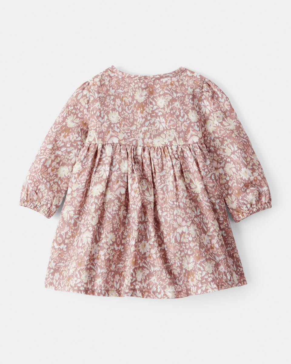 Vestido floral multicolor de manga larga en tejido suave