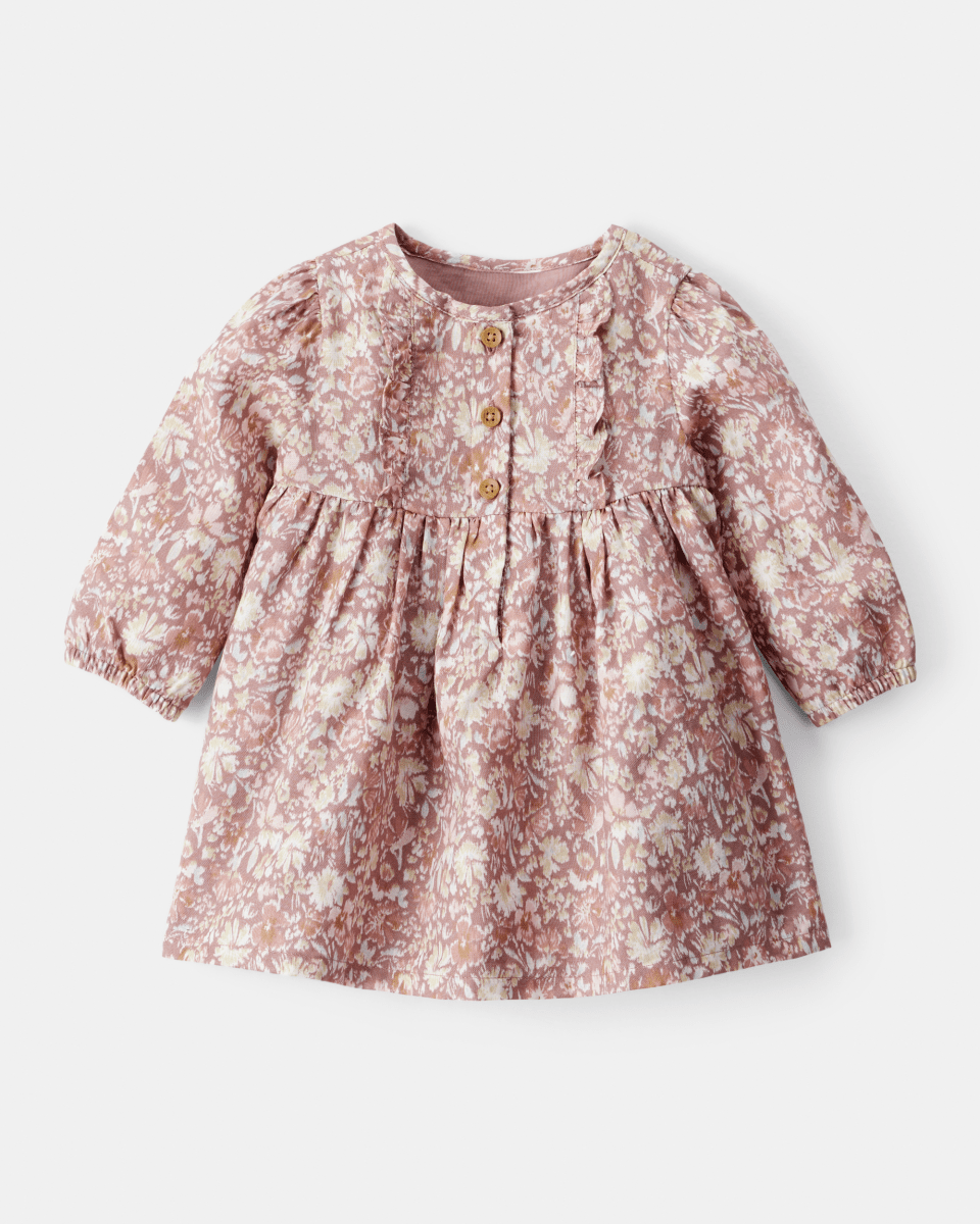 Vestido floral multicolor de manga larga en tejido suave