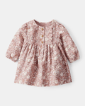 Vestido floral multicolor de manga larga en tejido suave