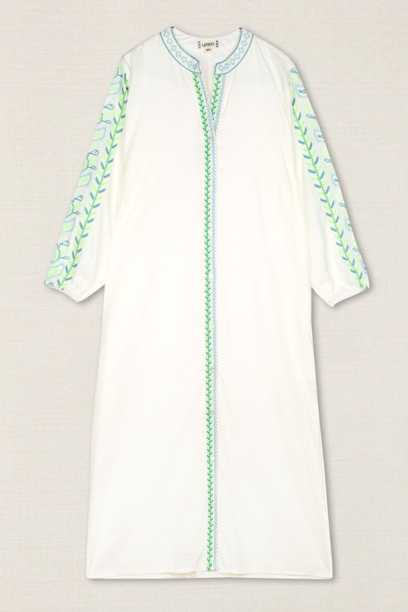 VESTIDO KURTA BORDADO HOJAS