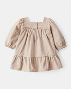 Vestido marrón de manga larga en tejido suave