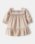 Vestido marrón de manga larga en tejido suave