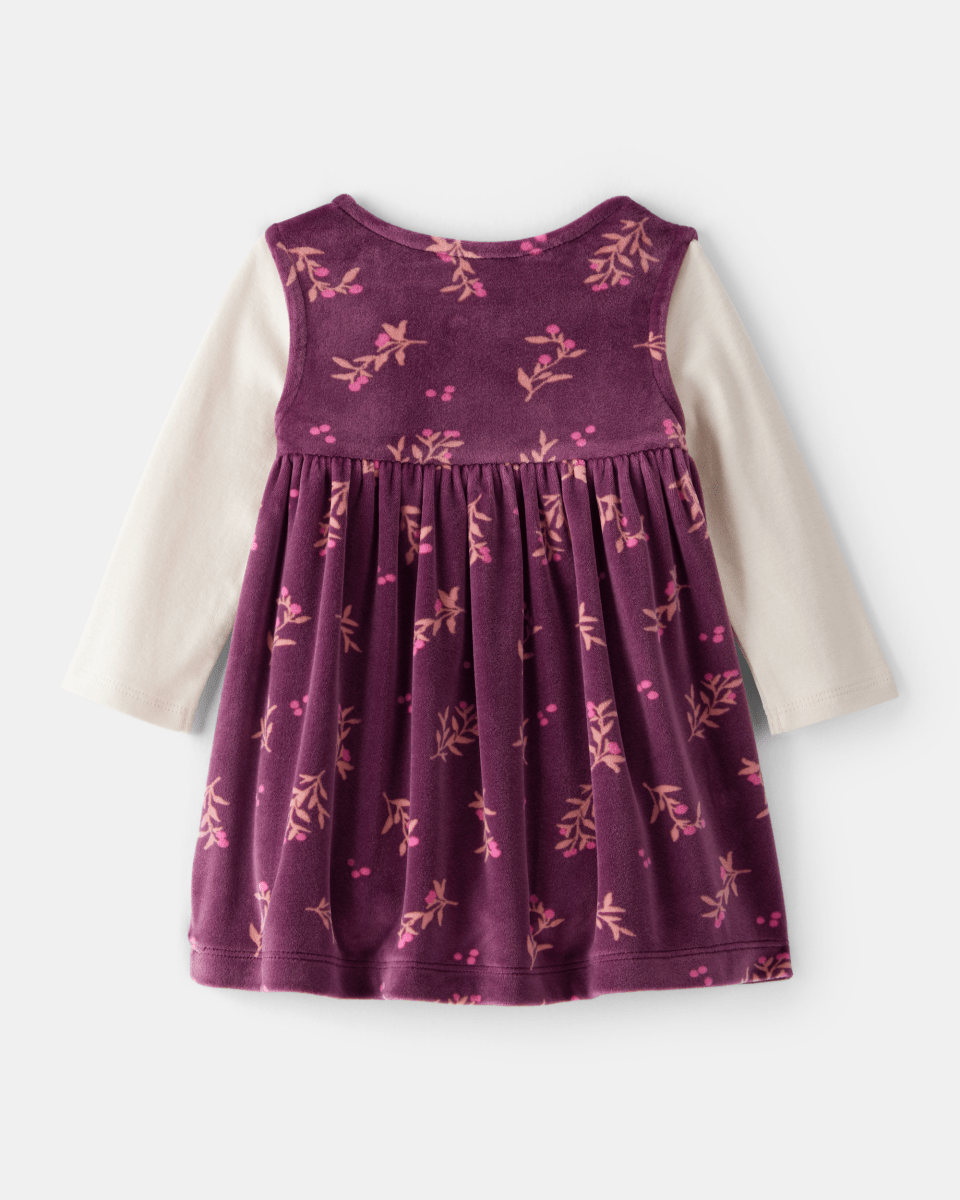 Vestido sin mangas de felpa floral con camiseta morado