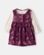 Vestido sin mangas de felpa floral con camiseta morado