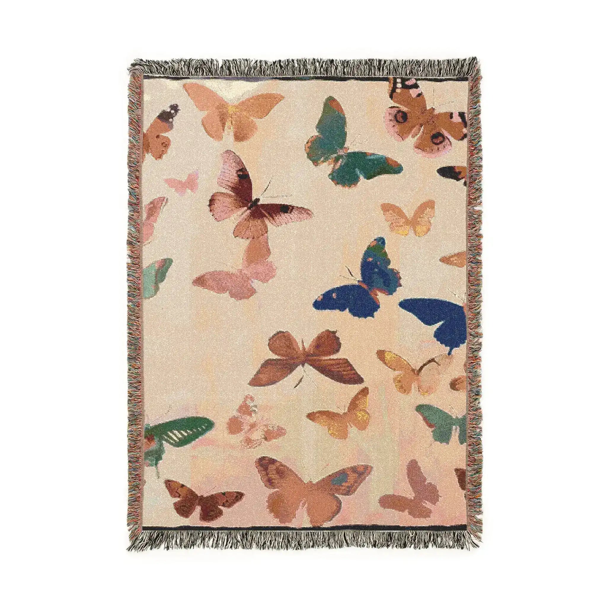 Vibrant Butterfly Woven Blanket