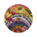 Vibrant Flamingo Rainbow Round Rug