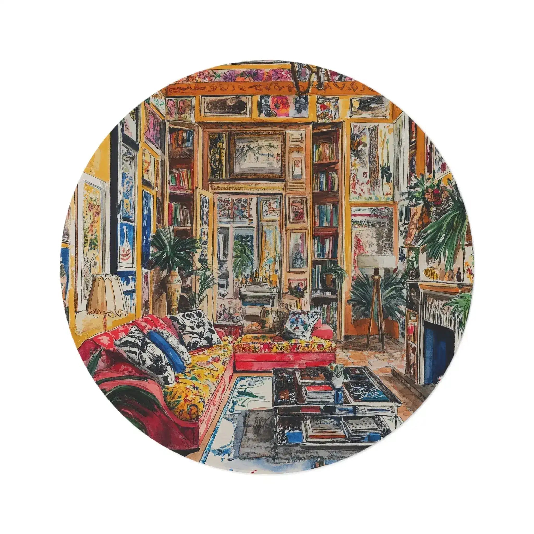 Vibrant Floral Deco Round Rug