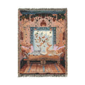 Vibrant Floral and Feline Woven Blanket
