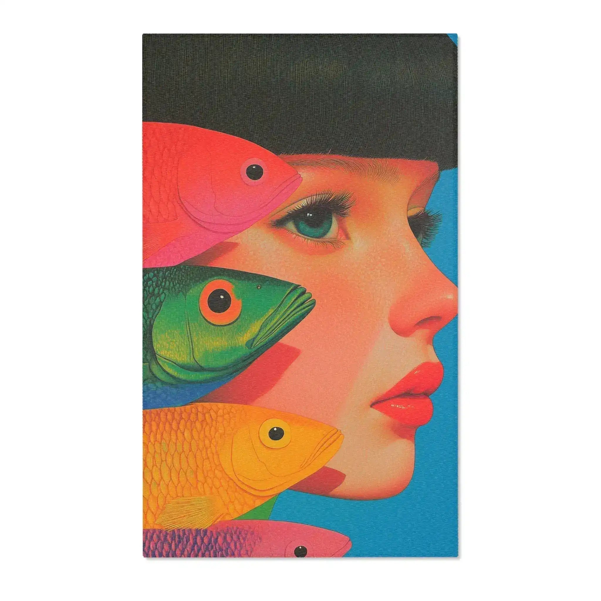 Vibrant Vision Surreal Girl & Multicolor Fish Art
