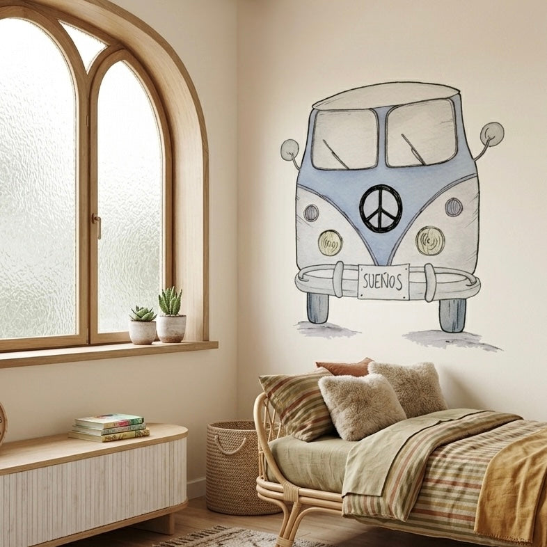 Vinilo Decorativo FURGONETA Azul 95x95cm