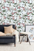 Vintage Cranes Botanical Wallpaper