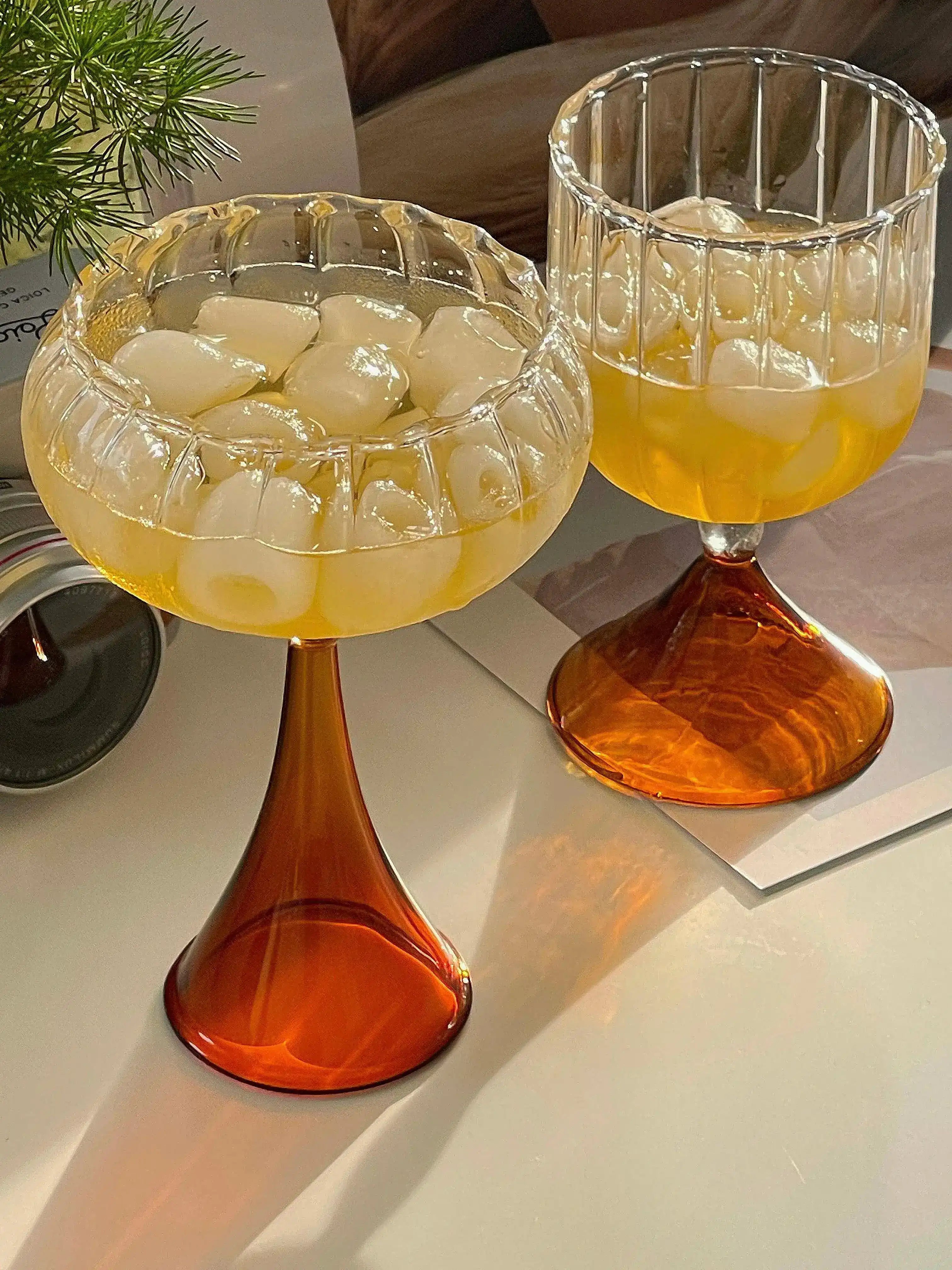 Vintage Inspired Colored Pleated Wine Glass
