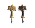 Vintage Inspired Solid Brass Palm Tree Wall Hooks - 2 pcs