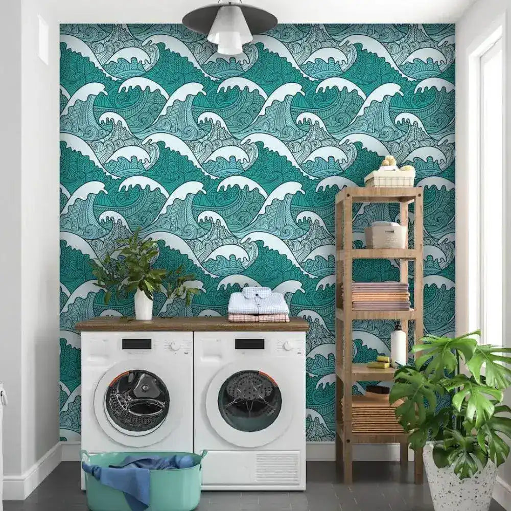 Vintage Oriental Wave Wallpaper