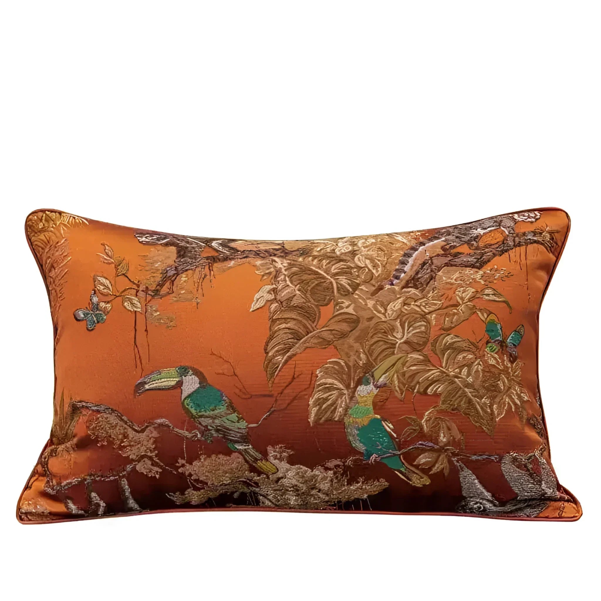Vintage Toucan Jacquard Throw Pillow Cover