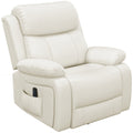 Swivel Rocker Recliner with 8-Point Massage & Remote, PU Leather Cream White