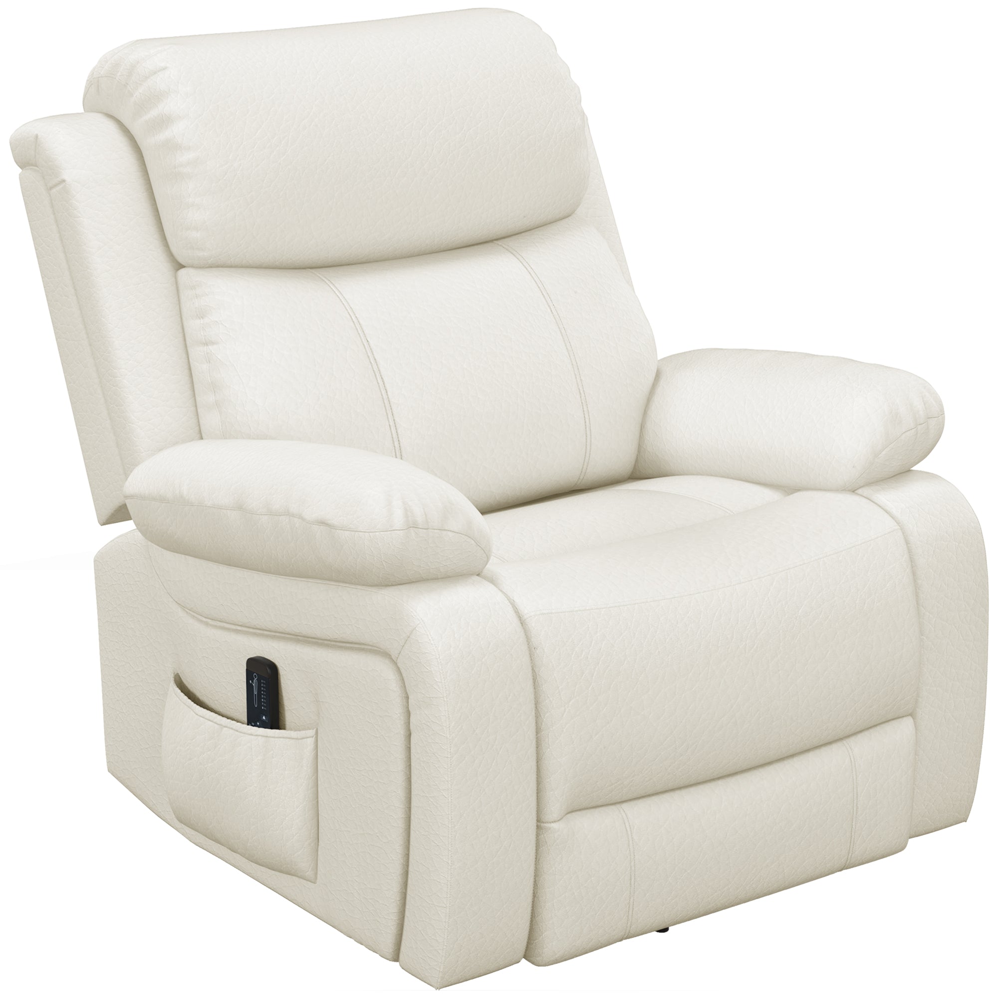 Swivel Rocker Recliner with 8-Point Massage & Remote, PU Leather Cream White
