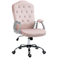 Teddy Fleece Computer Chair, Button Tufted Swivel Desk Chair with Tilt Function, Pink
