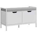 Shoe Bench with Seat Cushion, Shoe Cabinet for Hallway, Entryway, Supports 352lbs, White