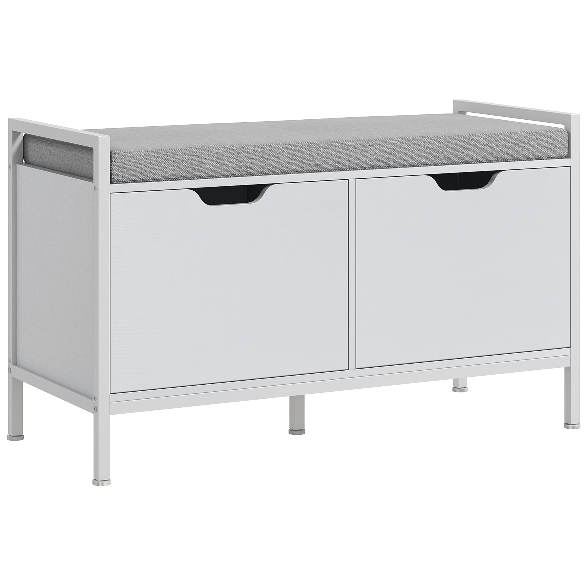Shoe Bench with Seat Cushion, Shoe Cabinet for Hallway, Entryway, Supports 352lbs, White