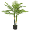 120cm Artificial Palm Tree with 14 PEVA Leaves and Moss-Effect Pot, Green