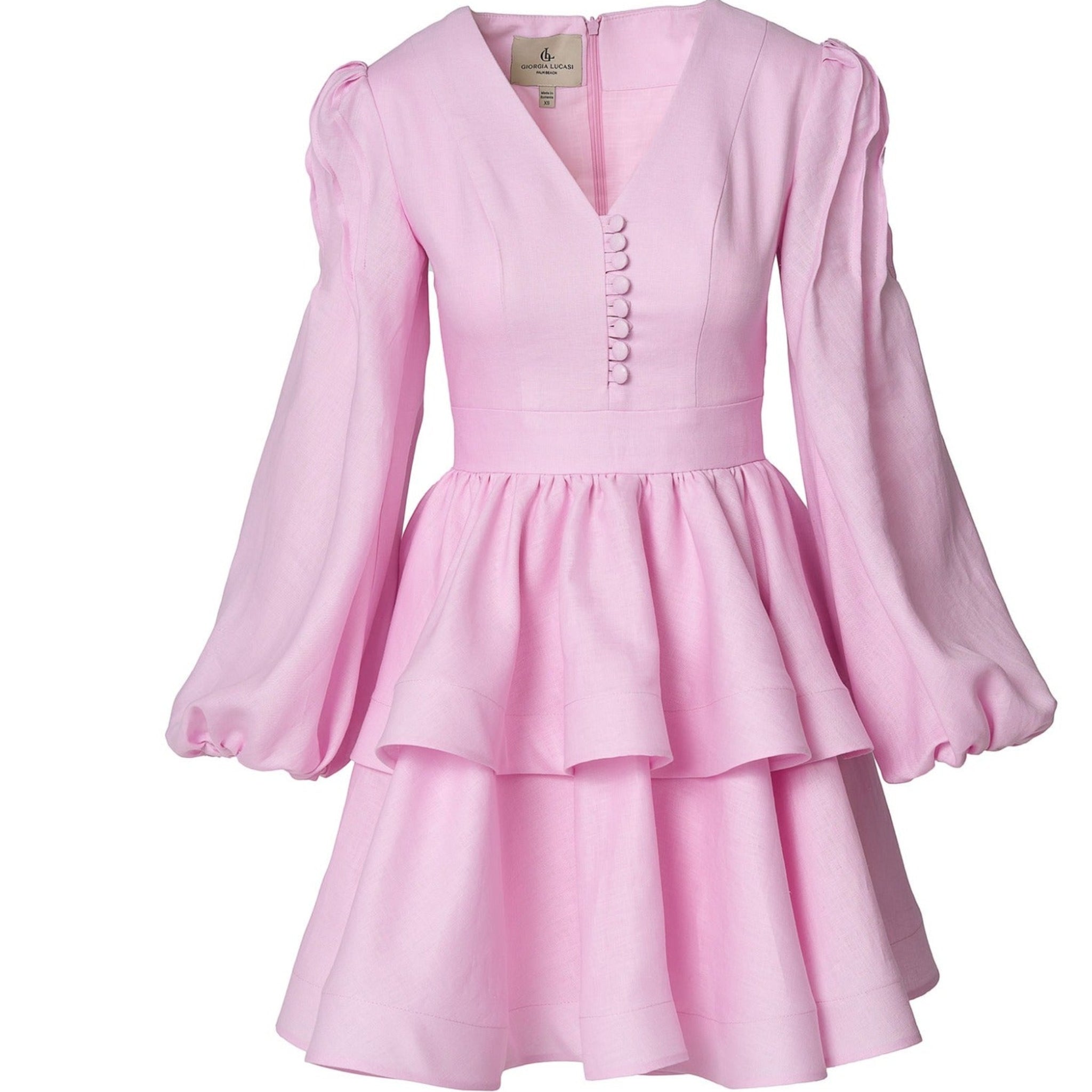 Blush Pink Linen A-Line Dress | PR Sample