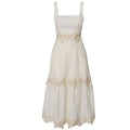Ivory Linen Midi Dress with Lace Detail | PR Sample