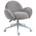 Fluffy Desk Chair, Cute Makeup Vanity Chair with Rolling Wheels for Home Bedroom, Grey