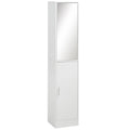 Mirrored Bathroom Cabinet, Floor Standing Tallboy Unit with Adjustable Shelf, White