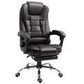 Executive Office Chair, PU Leather Home Desk Chair with Reclining Back & Footrest, Brown