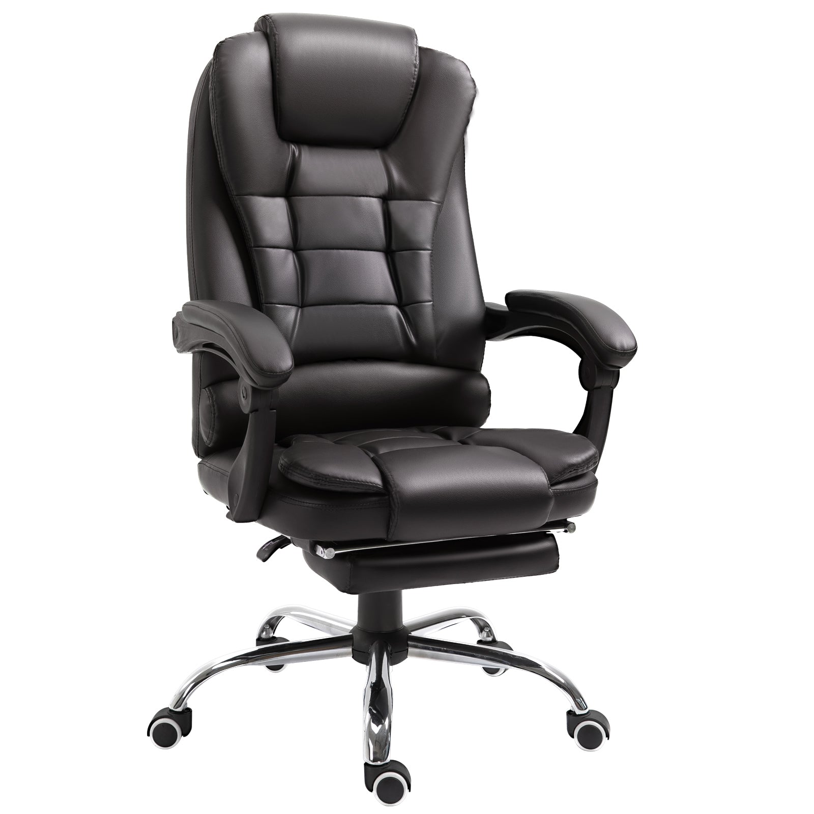 Executive Office Chair, PU Leather Home Desk Chair with Reclining Back & Footrest, Brown