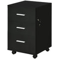 3 Drawer File Cabinet w/ Lock & Keys, Mobile Vertical Cabinet with Universal Wheels, Black