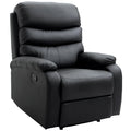 PU Leather Manual Reclining Chair with Adjustable Leg Rest and Backrest, Black